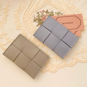 Korean style minimalist PU leather woven card <b>holder</b>, mini lightweight ins style, new style women's student <b>ID</b> card <b>holder</b> - Product Image 3