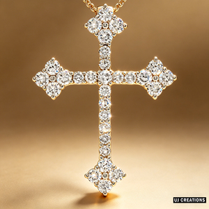 CUSTOM SILVER 10K/14K/18K GOLD PLATED LAB GROWN CVD DIAMOND CLASSIC ENGAGEMENT <b>GIFT</b> SWEATER CHAIN NECKLACE CROSS PENDANT - Product Image 1