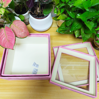 Boîtes à bijoux carrées 2 pièces avec couvercle supérieur et inférieur pour fenêtre Boîtes à fleurs en velours blanc Boîte vide pour fleuristes