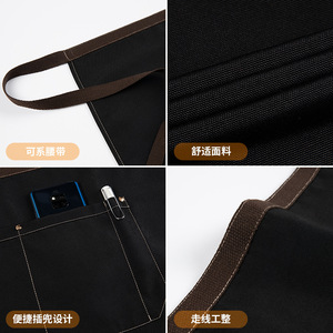 Tablier en toile personnalisé avec impression de logo, imperméable, pour cuisine, salon de thé, uniforme de travail pour femmes - Product Image 2