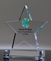 Personnalisé Gravé Cristal Acrylique Étoile Entreprise Souvenir Événement Prix Retraite trofi Lucite Pentagramme Médailles Prix Trophée Plaque