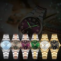 CURREN 9095, reloj de moda de lujo para mujer, relojes clásicos de cuarzo para mujer, reloj de pulsera elegante de acero inoxidable resistente al agua para mujer