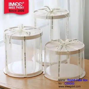 Meimei — belle boîte à gâteau ronde transparente 6 8 10 pouces, Logo gratuit personnalisé, boîte d'emballage pliable pour cadeau d'anniversaire