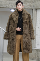 YR1233 bouclés agneaux en peau de mouton manteau de fourrure sur mesure surdimensionné longue longueur hommes hiver mongol agneau manteau de fourrure