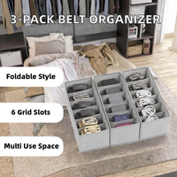 Lot de 3 organiseurs de ceintures pliables en tissu non tissé, 6 compartiments, rangement pour tiroir de placard, multi-usages pour ceintures, cravates, foulards, montres