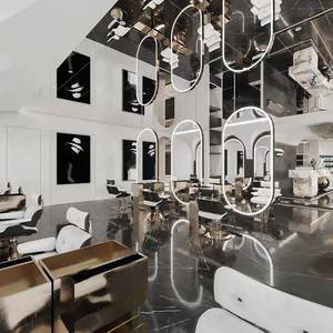 Hiện đại tiệm hớt tóc thiết kế nội thất tùy chỉnh người đàn ông của Salon đồ nội thất sang trọng cắt tóc workstand với gương sáng - Product Image 1