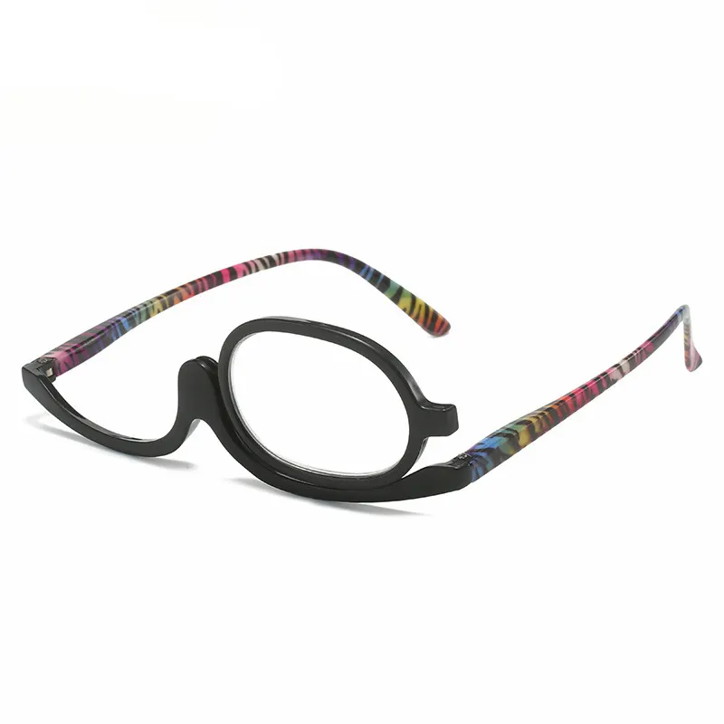 Meilleure vente maquillage presbytes lunettes femmes couleur cadre lunettes de lecture demi-lune avec charnières à ressort