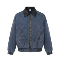 Veste en jean vintage délavée pour homme, coupe ample, design déstructuré, style workwear, streetwear, vêtement d'extérieur, veste en jean bleu rétro usé