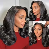 Perruque en cheveux humains à ondulations lâches, vente en gros, sur mesure, avec dentelle frontale, directement de l'usine, MOQ pour femmes noires, ligne de cheveux réaliste, prête à porter et à l'emploi immédiate