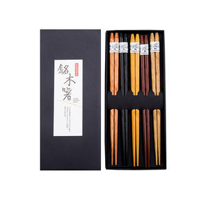 Palillos de cocina reutilizables naturales <span class=keywords><strong>Suhi</strong></span> coreanos japoneses coloridos de 22,5 cm de fábrica, palillos de madera con caja de regalo - Product Image 4