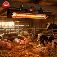 Lampe chauffante infrarouge pour élevage de bétail 350 mm, en fibre de carbone et aluminium, 220V 175W 275W IP67, pour porcelets et poulets