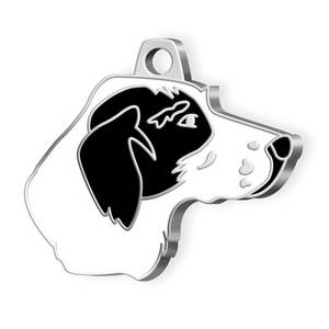 Placa de Identificación para Perros con Diseño de Puntero en Blanco y Negro Esmaltado - Product Image 1