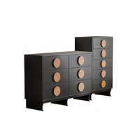 Commode moderne en contreplaqué noir écologique à 9 tiroirs pour chambre à coucher, meuble de rangement de style nordique pour salon