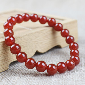 <b>Red</b> Agate Bead <b>Bracelet</b> 8Mm Round Single Strand Unisex Everyday Wear Jewelry - Product Image 2