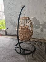 Chaise œuf suspendue avec support, chaise pivotante en osier d'intérieur avec coussins résistants aux UV et housse de pluie