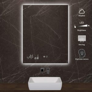 <span class=keywords><strong>Miroir</strong></span> mural intelligent rectangulaire anti-buée avec capteur de lumière LED et design moderne pour appartements - Product Image 6