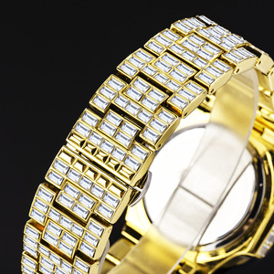 Montre de luxe à Quartz pour hommes, livraison gratuite, Hip Hop, or, étanche, diamant glacé, Baguette - Product Image 4