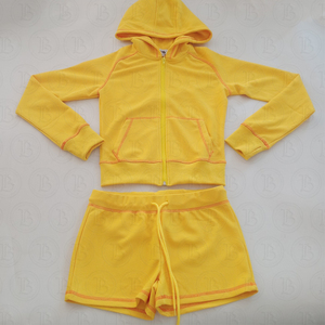 2025 Waffle <strong>Knit</strong> Hoodie <strong>Sets</strong> Tracksuits Custom logo Workout Fitness Jacket Hoodie Flare Pant Jogger Tracksuit <strong>Set</strong> - Product Image 6