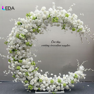 LEDA New Arrival Moon Shaped Flower Arch with <b>Stand</b> Artificial White Pink Rose <b>Backdrop</b> for Wedding Stage Decoration - Product Image 1