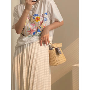 Women's Stylish Open Top Single Shoulder Crossbody <b>Straw</b> Bucket <b>Handbag</b> with 20-35L Capacity Fashionable Versatile Design - Product Image 4