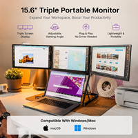 Monitor Triple de 15.6 Pulgadas FHD IPS, Monitor Externo para Laptop, Escritorio, Viajes, Negocios, Windows, Mac, Superventas