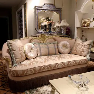 luxury rococo design furniture hand carving classic design vintage living room sofa set furniture