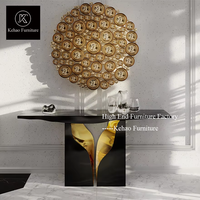 Table console de style baroque avec miroir, design moderne et luxueux, table console noire avec miroir