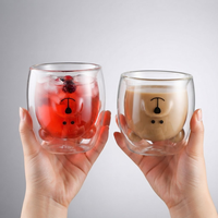 Mug à café en verre borosilicate à double paroi transparent de 250 ml avec logo personnalisé, idéal pour le lait, le thé, les jus