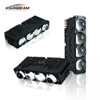 Projecteur de calandre Bi-LED à quatre lentilles haute luminosité 11000LM, double couleur, faisceau haut/bas, solénoïde, IP67, refroidissement par ventilateur, personnalisable OEM
