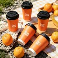 Gobelets à café jetables en papier biodégradable, écologiques, de qualité alimentaire, recyclables, personnalisés, avec couvercles et manchons