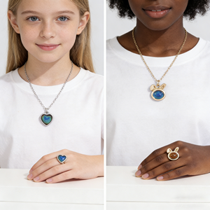 Ensemble collier et bague changeant <span class=keywords><strong>de</strong></span> couleur en fonction <span class=keywords><strong>de</strong></span> la température pour enfants, bijoux d'humeur, cadeau pour la fête des enfants - Product Image 3