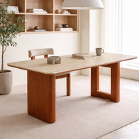 Table à manger en bois massif - Design minimaliste pour appartement et usage domestique - Construction durable