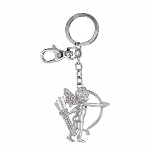 Llavero de Cupido con diseño de lazo y flecha en plata, ideal para regalos y promociones - Product Image 2