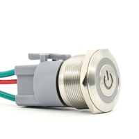 Bouton poussoir étanche en métal de 19mm à courant élevé avec bouton marche/arrêt en acier inoxydable Voyants lumineux