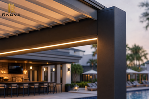 Pergola bioclimatique motorisée intelligente RKOVE RK-C3 en aluminium avec lames orientables, éclairage LED, imperméable, pour jardin extérieur, piscine, gazebo - Product Image 2