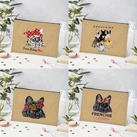 Sac de maquillage personnalisé avec motif de bouledogue français, sac de rangement de voyage pour articles de toilette, pochette cosmétique, cadeau pour enterrement de vie de jeune fille