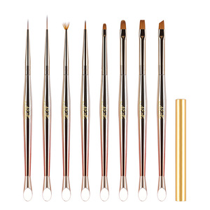 Pinceau de traçage pour nail art UV style japonais, poils en nylon plats, forme ovale, virole sertie, manche en plastique, stylo à ongles pour salon de manucure - Product Image 1