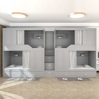 Lits Superposés en Bois Massif Style Capsule Spatiale pour Dortoir Étudiant, Appartement et Hôtel E-Sport