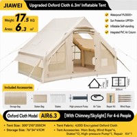 Tente de camping portable gonflable entièrement automatique JIAWEI 6.3, imperméable 3000 mm, protection solaire UPF50