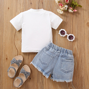 Set di abbigliamento per bambini all'ingrosso estivo Cartoon abiti per bambini t-shirt a maniche corte pantaloncini di jeans a vita alta abiti per <span class=keywords><strong>bambina</strong></span> - Product Image 4
