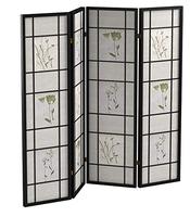 Diviseur de pièce d'écran Shoji japonais traditionnel peint à la main en bois système de cloison décorative revêtement en tissu rétractable