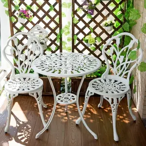 Toptan açık beyaz bahçe balkon bistro masa özel dökme alüminyum açık kahve veranda bahçe masaları