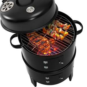 Amostra de 3 em 1 para churrasco, disponível 3 em 1, portátil, 3 camadas, churrasco, barril vertical, sem carvão, grelhas, churrasco, fumador com termômetro - Product Image 4