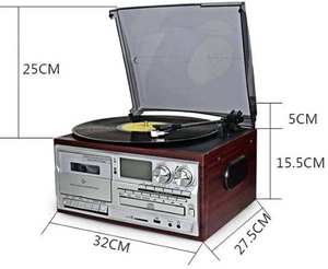 Système audio domestique personnalisé en usine, rétro, multifonction, tourne-disque vinyle, lecteur de cassettes, lecteur de CD, radio FM, haut-parleur Bluetooth, USB, SD - Product Image 6