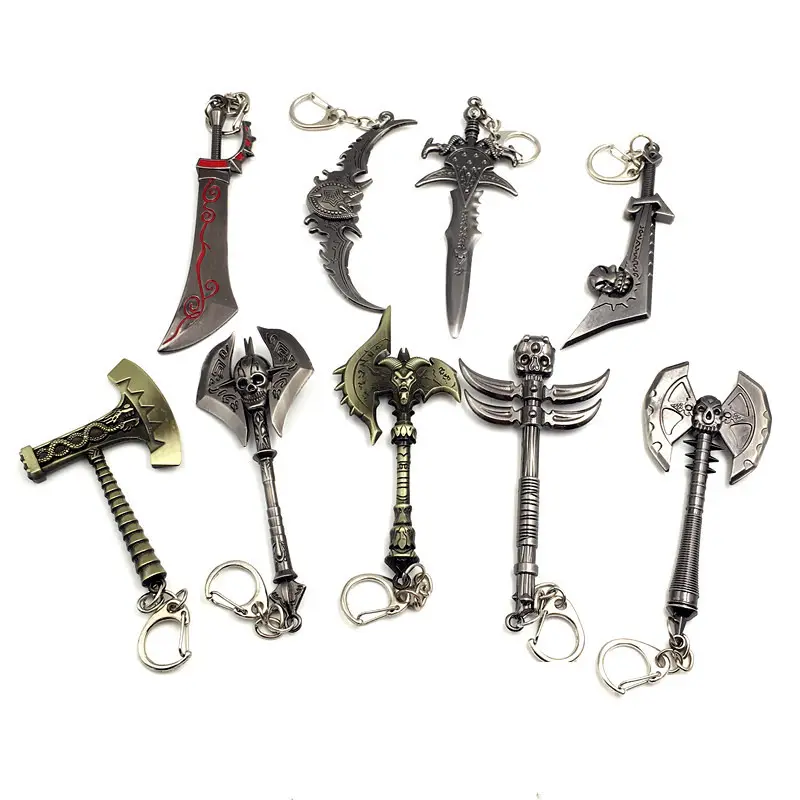 Games WOW Keychain Lich King Frostmourne Key Rings The Horde The Alliance Metal Weapon Pendant Souvenirs Accessories 12cm