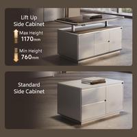 Bureau de direction de luxe haut de gamme, table de PDG avec table latérale réglable en hauteur, ensemble de mobilier de bureau, OEM ODM personnalisé