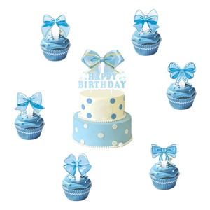 Striscione a tema fiocco blu per compleanno <span class=keywords><strong>bambina</strong></span>, decorazione da appendere per <span class=keywords><strong>torta</strong></span>, per feste di compleanno - Product Image 2