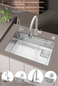 7545 astilla acabado cepillado 201 304 Acero inoxidable tazón único hecho a mano moderno fregadero de cocina esquina Puerto escalera fregaderos Cocina - Product Image 6