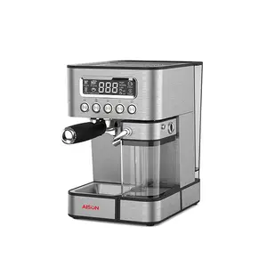 Ev 1350W 15Bar 1.8L güçlü pompa 2 bardak çift paslanmaz çelik filtre süt Frothing kahve makinesi