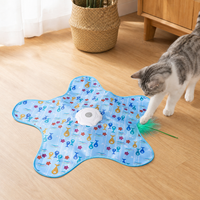 Tapis de jeu interactif en plastique imprimé en forme d'étoile pour chat, avec plumes, pour le jeu autonome des chats - Vente en gros